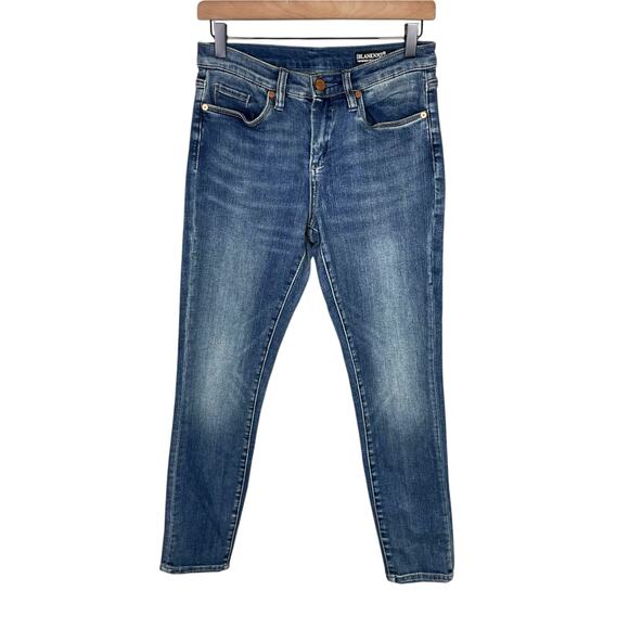 Blank NYC 28 Reade Crop Blue Medium Wash Denim Mid Rise Skinny Jeans Pockets - Picture 1 of 7